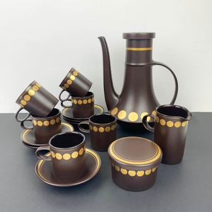 Rare Purbeck coffee set in brown and gold