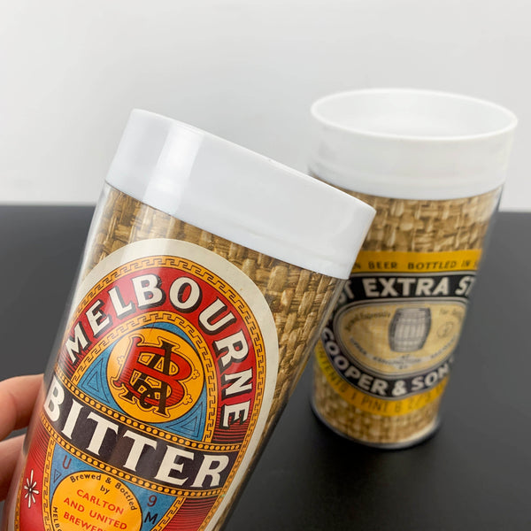 Rare Australian beer advertising insulated tumbler - Set of 2