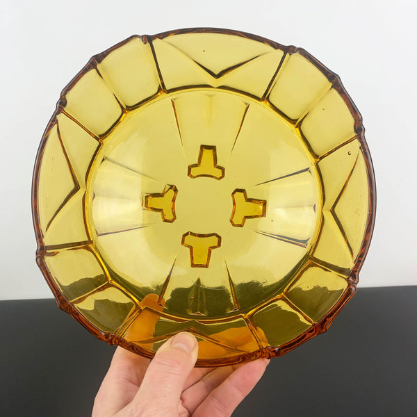 Stolzle art deco amber glass bowl