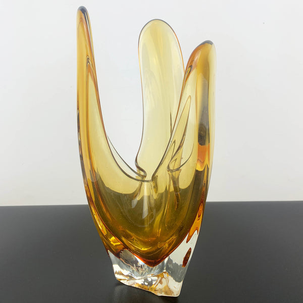 Mid century Japanese art glass sculptural vase