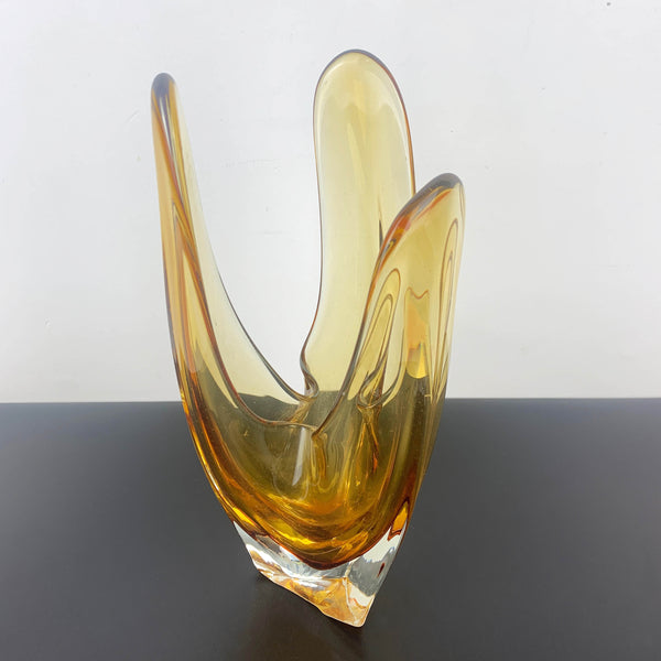 Mid century Japanese art glass sculptural vase