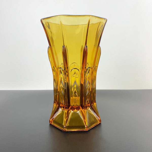 Crown Glass art deco amber glass vase