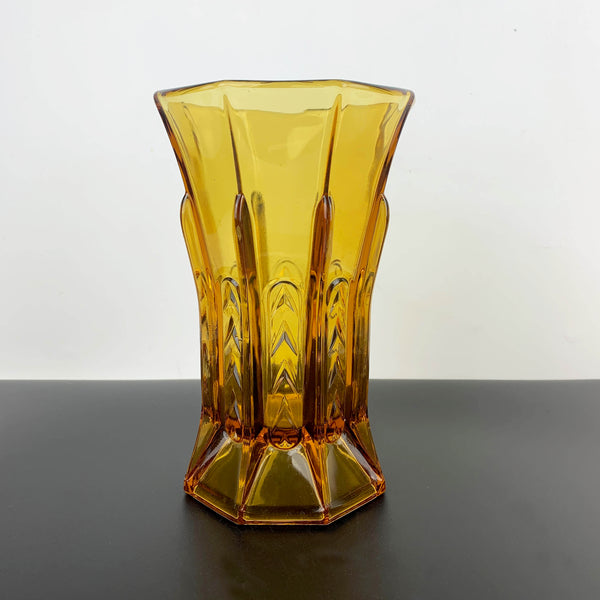 Crown Glass art deco amber glass vase