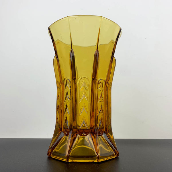 Crown Glass art deco amber glass vase