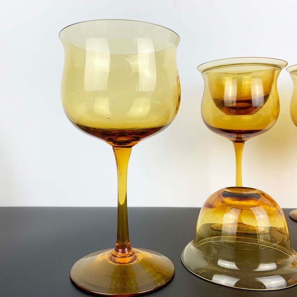 2 Piece Amber Glass Shrimp/Prawn Cocktail Glasses - Set of 4