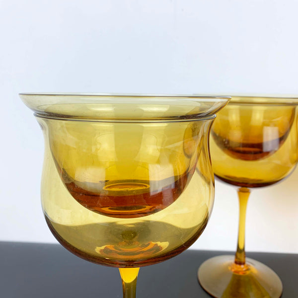 2 Piece Amber Glass Shrimp/Prawn Cocktail Glasses - Set of 4