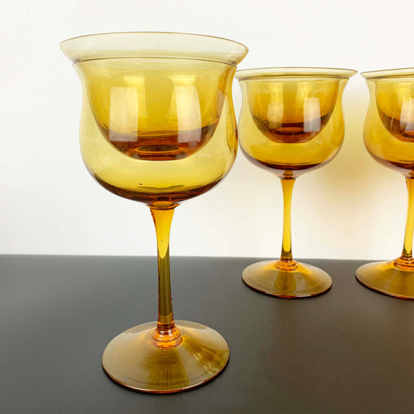 2 Piece Amber Glass Shrimp/Prawn Cocktail Glasses - Set of 4