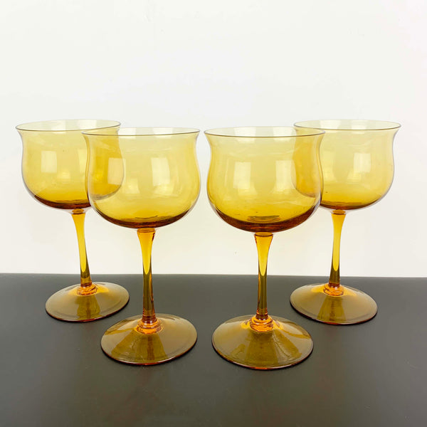 2 Piece Amber Glass Shrimp/Prawn Cocktail Glasses - Set of 4