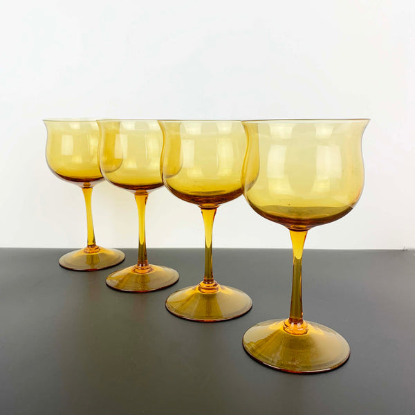 2 Piece Amber Glass Shrimp/Prawn Cocktail Glasses - Set of 4