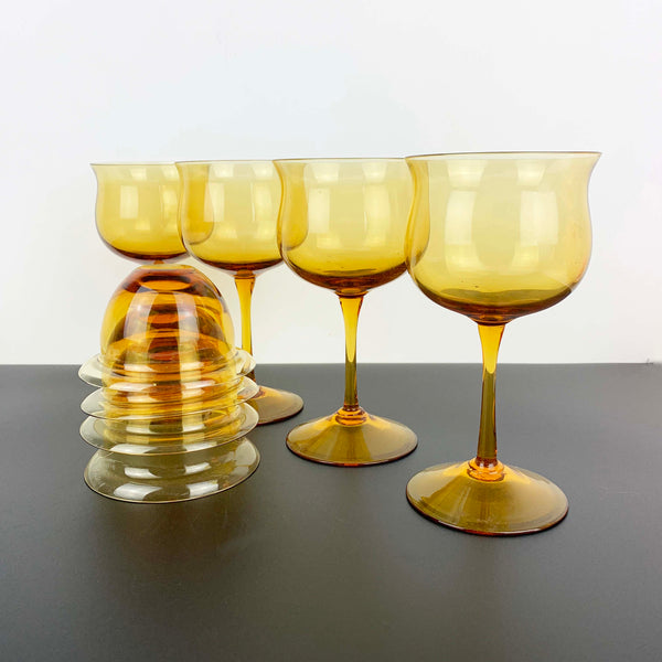 2 Piece Amber Glass Shrimp/Prawn Cocktail Glasses - Set of 4