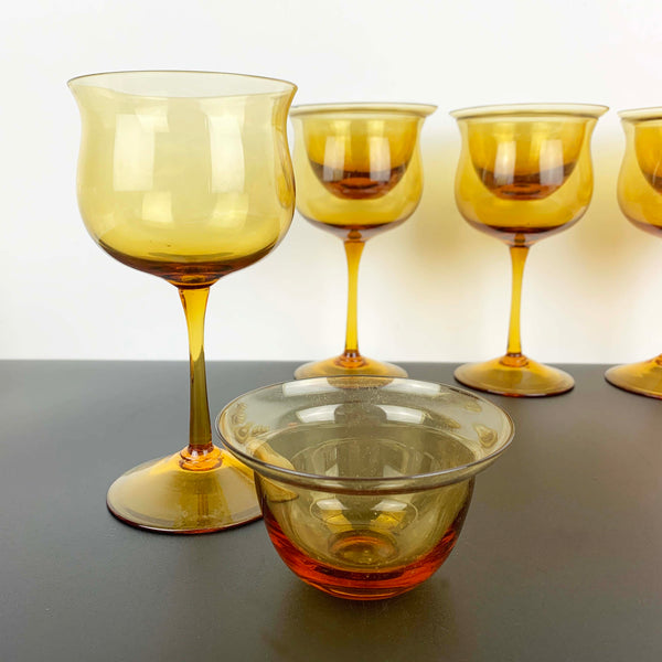 2 Piece Amber Glass Shrimp/Prawn Cocktail Glasses - Set of 4