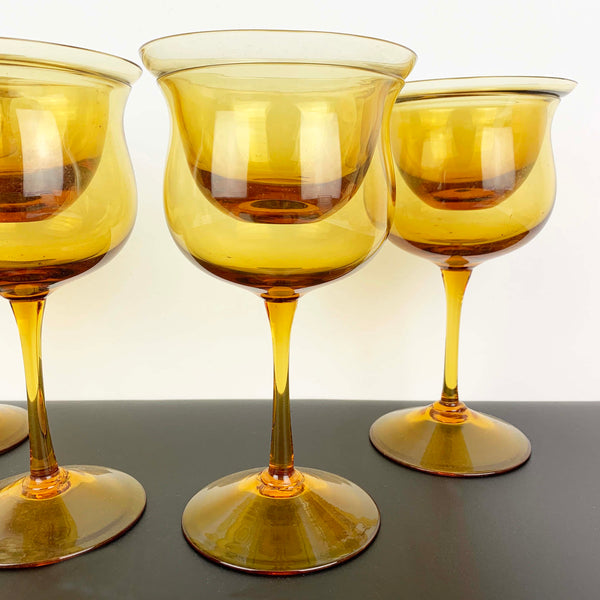 2 Piece Amber Glass Shrimp/Prawn Cocktail Glasses - Set of 4