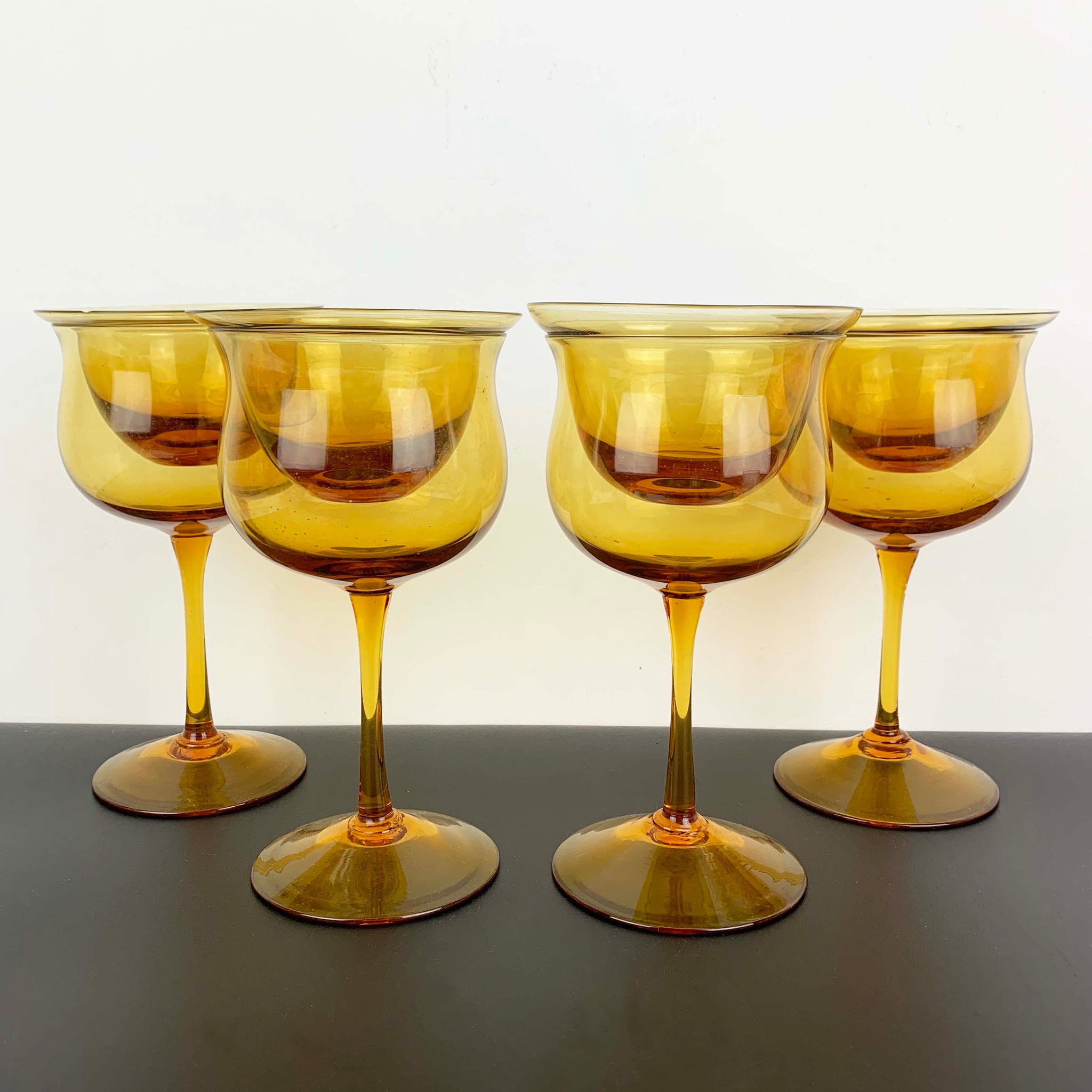 2 Piece Amber Glass Shrimp/Prawn Cocktail Glasses - Set of 4