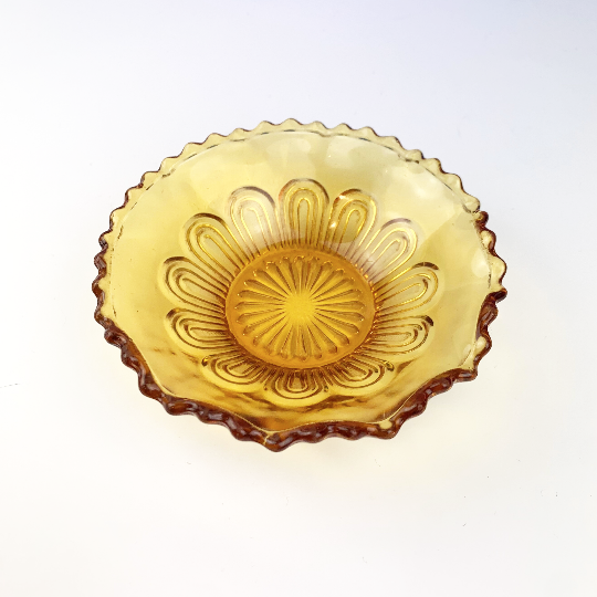 Art deco style amber glass trinket bowl