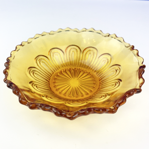 Art deco style amber glass mini trinket bowl