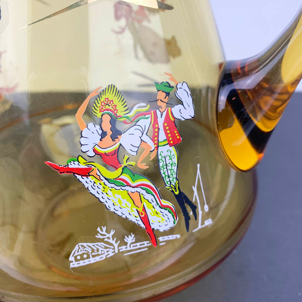 Flamenco dancer on amber glass jug