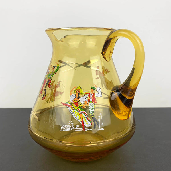 Mid century unique amber glass jug