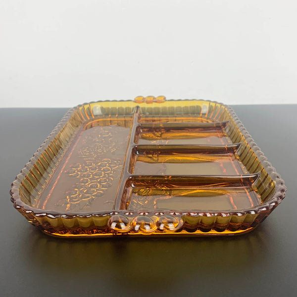 Indiana Glass 'Fruits' amber glass divided platter