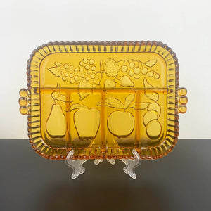 Indiana Glass 'Fruits' amber glass divided platter