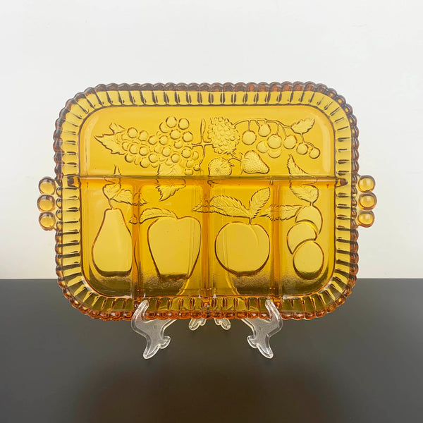 Indiana Glass 'Fruits' amber glass divided platter