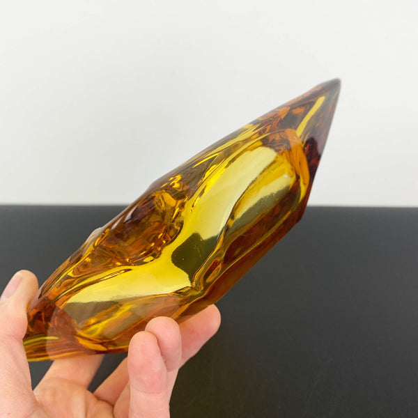 Amber glass square collectible ashtray