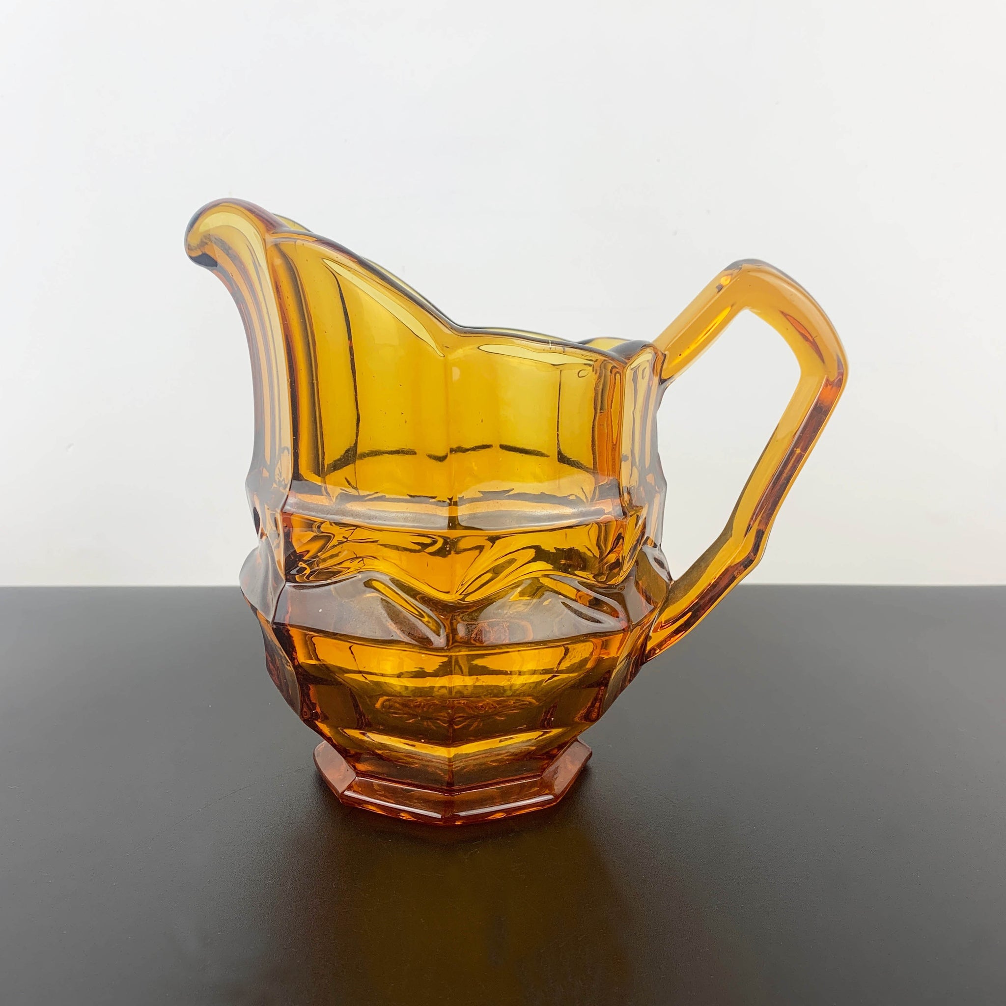 Art deco amber glass water and juice pitcher