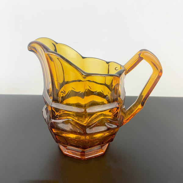 Art deco amber glass water and juice pitcher