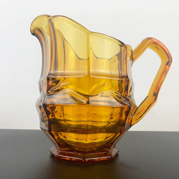 Art deco amber glass water and juice pitcher