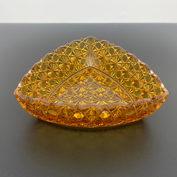 Gillinder & Sons rare amber glass triangle bowl