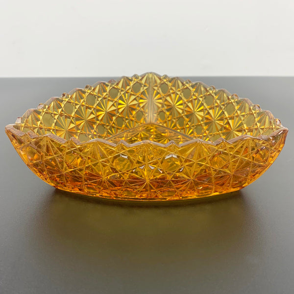 Gillinder & Sons rare amber glass triangle bowl