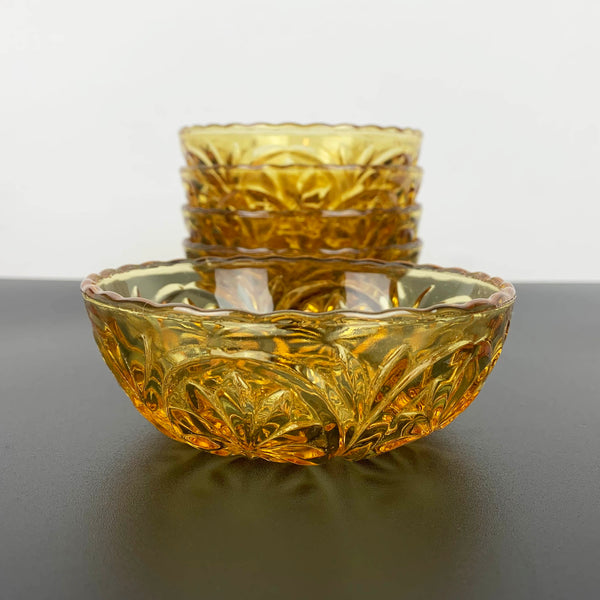 ANchor Hocking Medallion amber glass bowl set