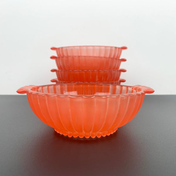 Crown Glass 'Circlet' bowls in pale watermelon - Set of 5