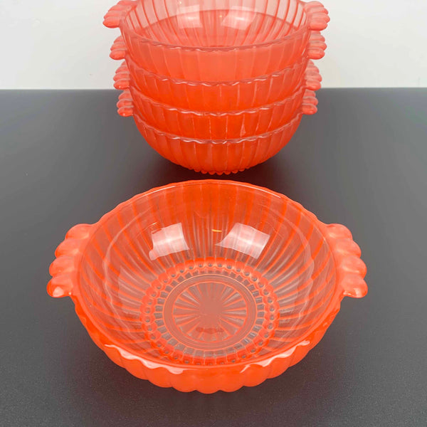 Crown Glass 'Circlet' bowls in pale watermelon - Set of 5