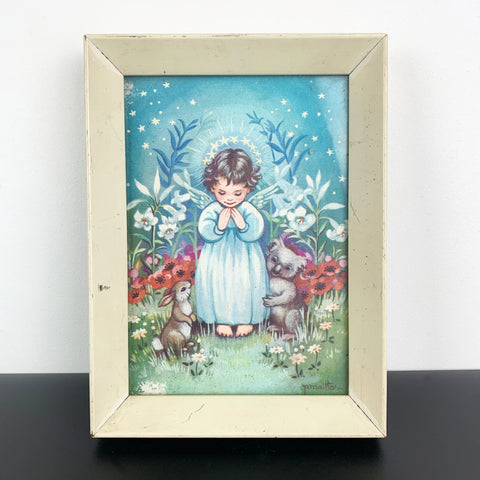 Whimsical vintage framed angel picture