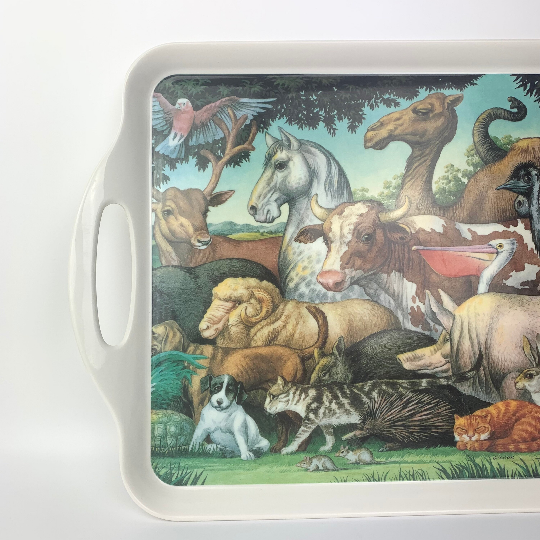 G Cook animal artwork on 1990's tray