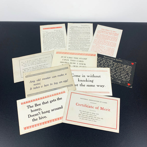 Early 1900s postcard collection of quotes, poems and letters - Set of 10