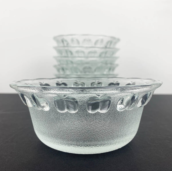 Frosted glass apple rim bowl set