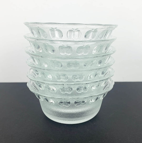 Frosted glass apple rim bowl set