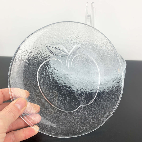 Apple embossed textured glass mid century dinnerware