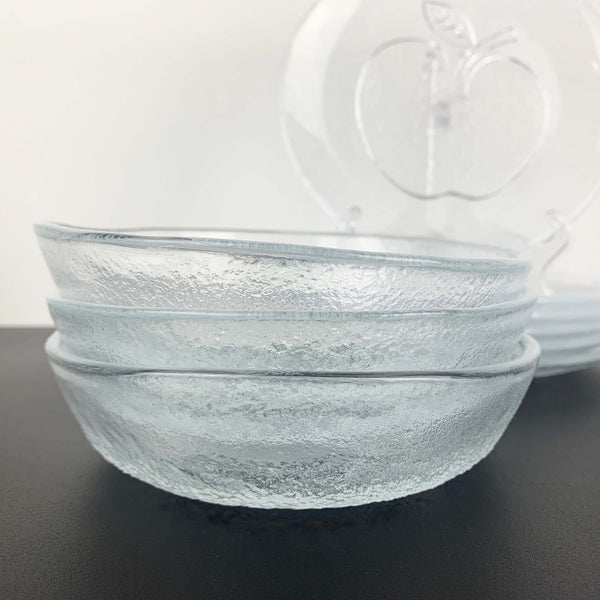 Apple embossed textured glass mid century dinnerware