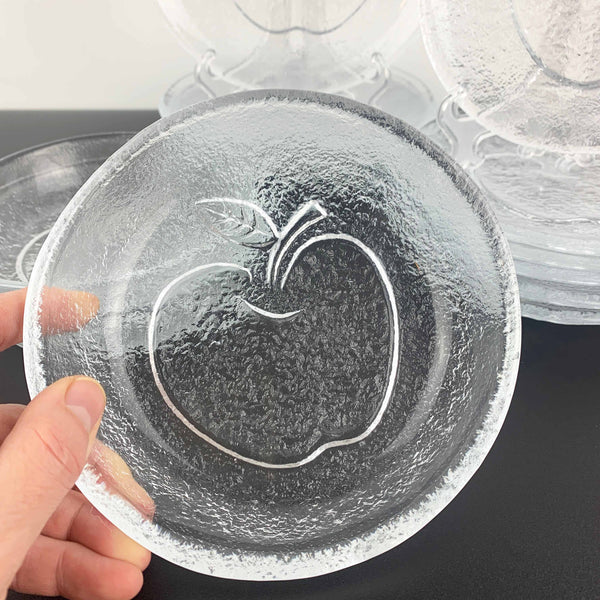 Apple embossed textured glass mid century dinnerware