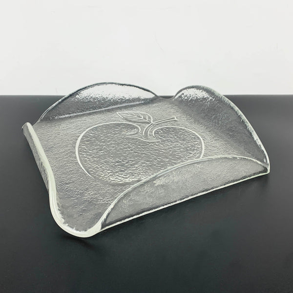 Apple square glass serving tray