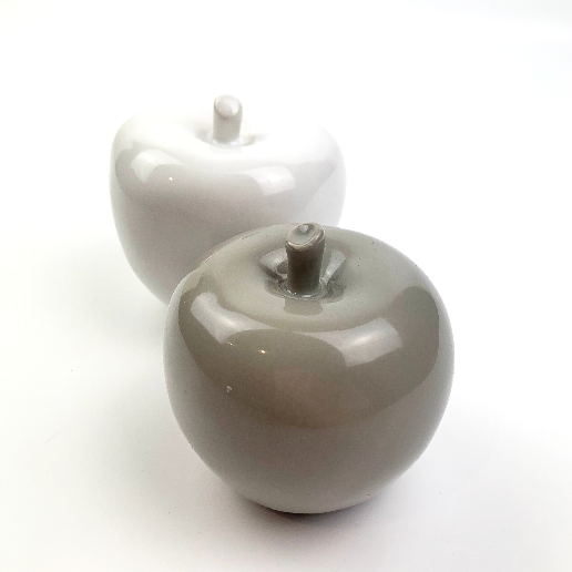 Pair of small ceramic apple ornaments