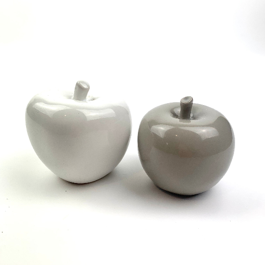 Pair of ceramic apple ornaments