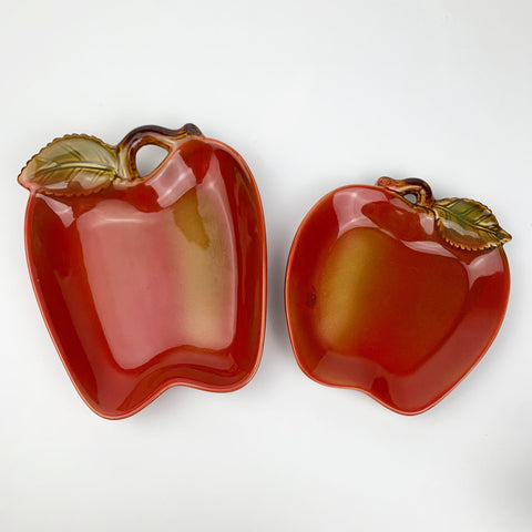 Pair of ceramic apple shape plates