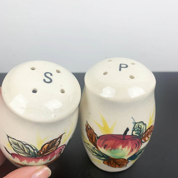 Hand painted apple ceramic salt and pepper shakers