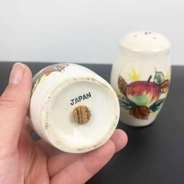 Hand painted apple ceramic salt and pepper shakers