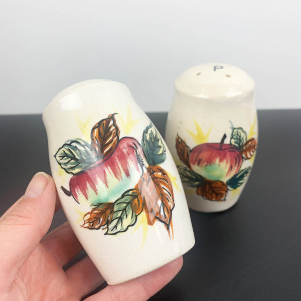 Hand painted apple ceramic salt and pepper shakers