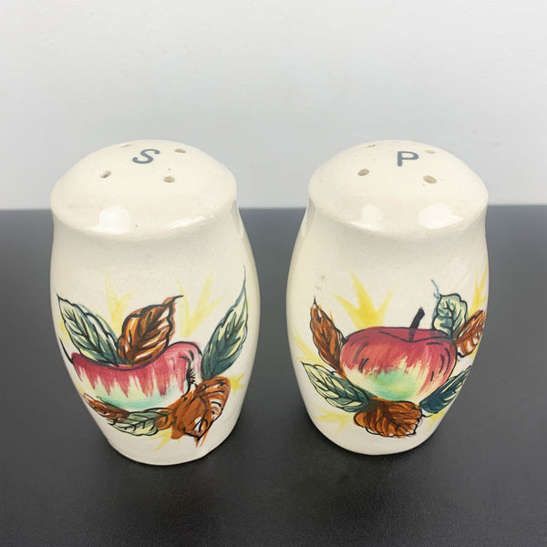 Hand painted apple ceramic salt and pepper shakers