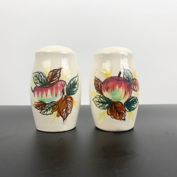 Hand painted apple ceramic salt and pepper shakers